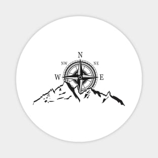 Mountain Range Compass - Funny Hiking Mountains Directions Magnet
